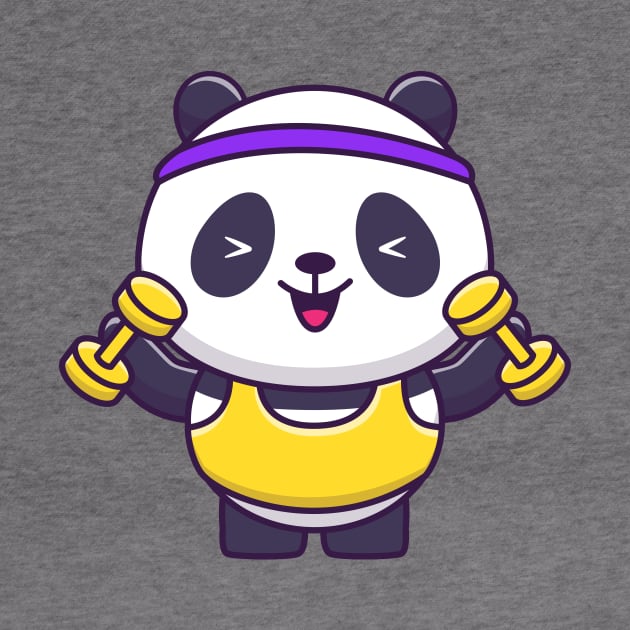 Cute Panda Gym Lifting Dumbbell Cartoon by Catalyst Labs